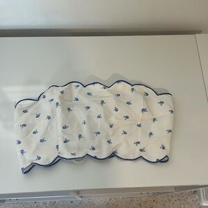 white crop top with blue flowers